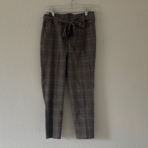 Women's Gray Plaid Paperbag Waist Dress Pants